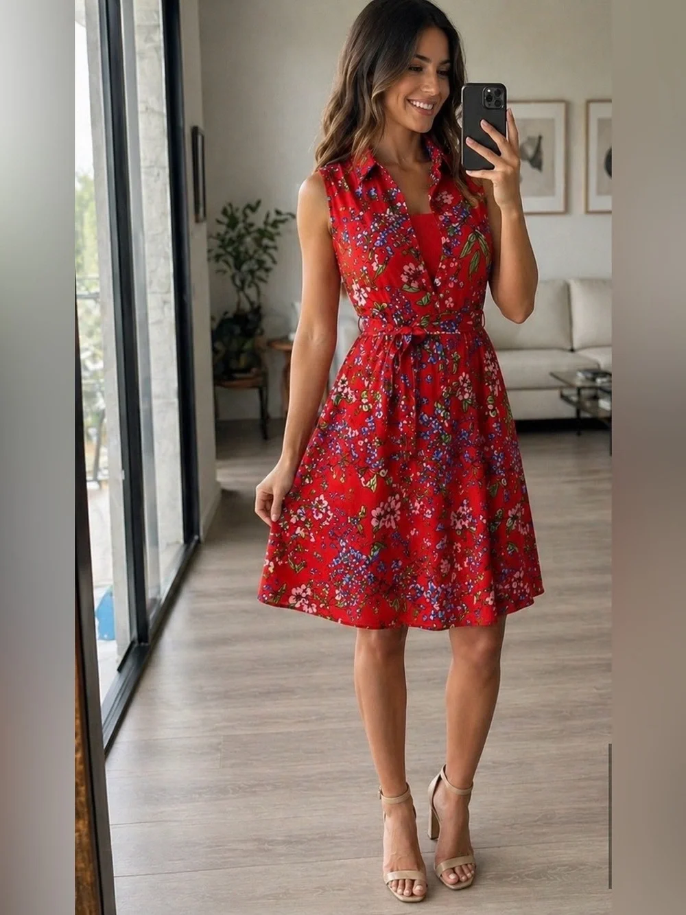 Nanette Lepore Red Floral dress - Picture 1 of 12